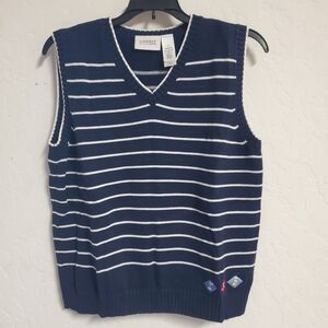 Liz Claiborne GOLF NAVY with White Stripes Sweater Vest. Size Medium